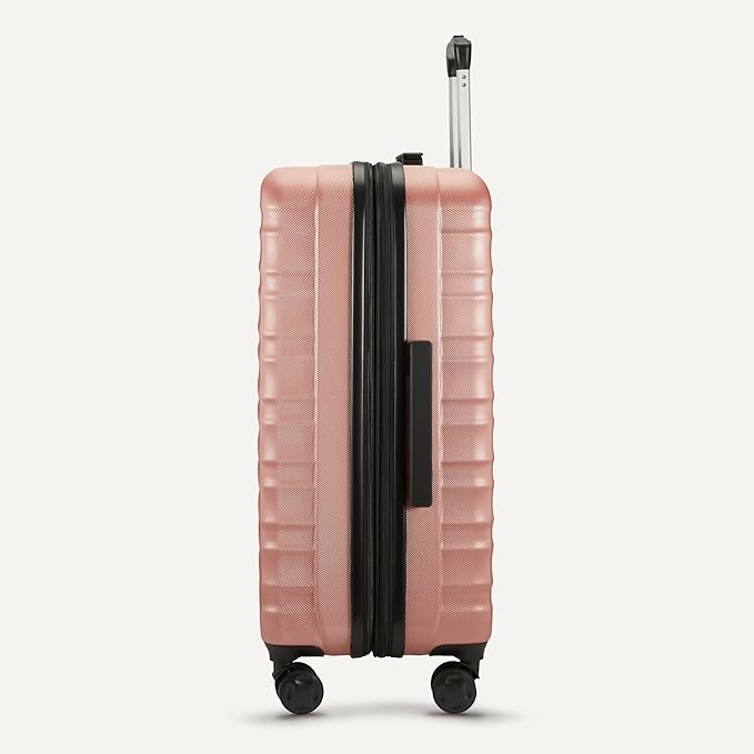 Amazon Basics 3-Piece Set (21", 26", 30"), Hardshell Suitcases With Wheels, Expandable For Up to 25% More Space, With Scratch-Resistant Surface, Four Multi-directional Wheels, Rose Gold