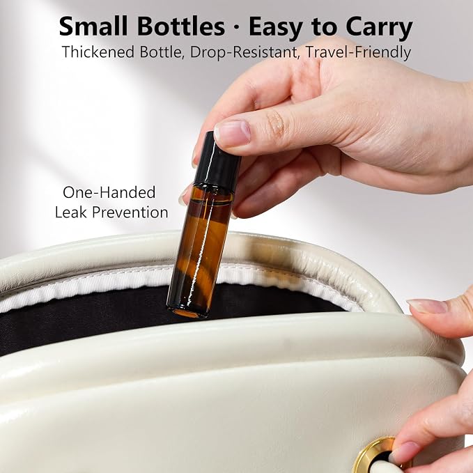 KEYWING 54 Pack Empty Essential Oil Roller Bottles – 10ml Amber Glass Roll-On - Image 6