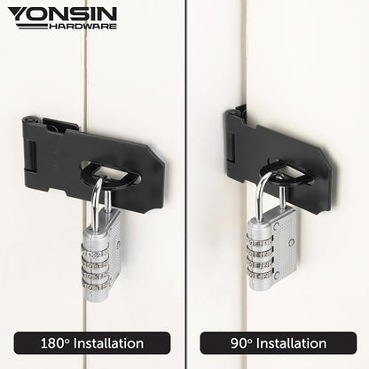 3" Door Padlock Safety Hasp Latch 2 Pcs, Door Hasp Clasp Lock Gate Shed Hasp - Image 4