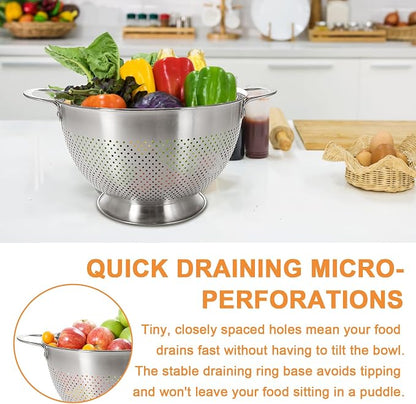 Stainless Steel Colander for Kitchen | 5 Quart Durable Rice and Pasta Strainer - Image 5