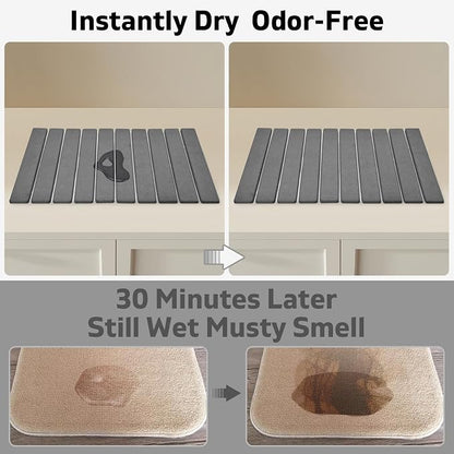 Large Stone Dish Drying Mat for Kitchen Counter, Collapsible Quick Dry Dish - Image 2