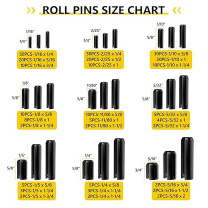 274Pcs Roll Pins Assortment, 65Mn Steel Black Roll Pins - Image 5