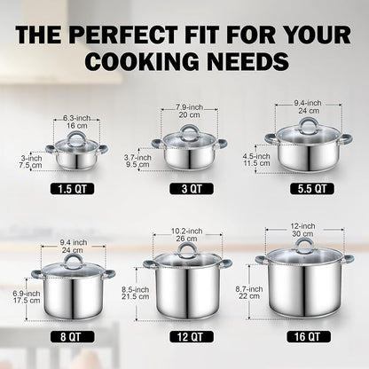 Cook N Home 3-Quart Stainless Steel Pot, Small Stock Pot - Image 2