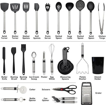 Silicone Kitchen Utensils Set 33 PCS Heat Resistant Food Grade Silicone - Image 2
