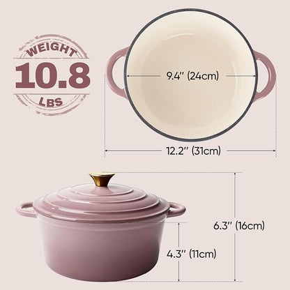 4.5 Quart Dutch Oven Pot with Lid, Non Stick Enameled Cast Iron Dutch Oven - Image 4