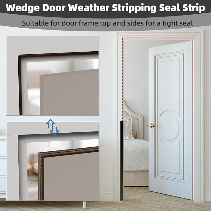 2Pcs×196" Wedge Weather Stripping Door Seal Strip - Image 6