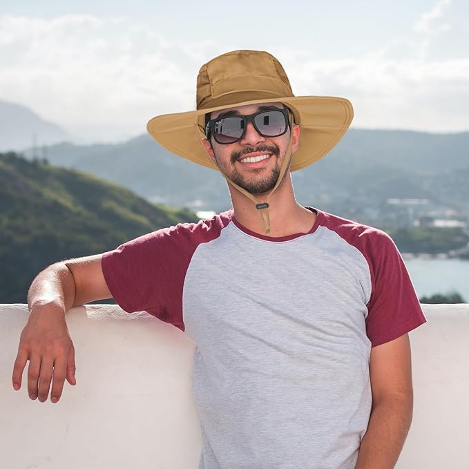 Sun Hat for Men/Women, UPF 50+ Fishing Hat,Waterproof Wide Brim Bucket Hat Foldable Boonie Hat for Hiking Garden Safari Beach