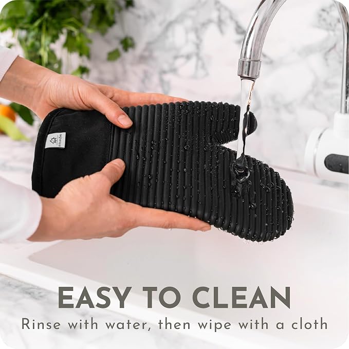 Extra Long Silicone Oven Mitts | Heat Resistant 500°F BPA-Free Food Grade - Image 6