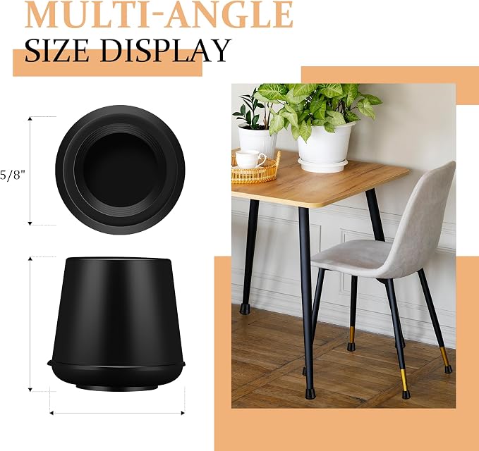 5/8" Round Rubber Chair Leg Tips Caps, 16 Pack Small Chair Leg Floor Protectors - Image 2