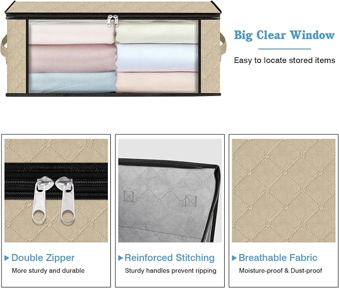HomeHacks Storage 3-Pack Clothes Organizer Storage Bags Foldable Storage Box - Image 4