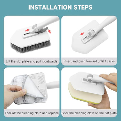 nacena Shower Scrubber with Long Handle, 4 in 1 Tile Tub Scrubber Brush with 3 - Image 6