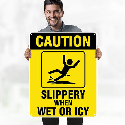 Caution Slippery When Wet Sign or ICY Sign, Indoor/Outdoor Use, USA MADE By My - Image 2