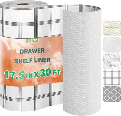 OcePor Non-Adhesive Drawer and Shelf Liner 17.5IN x 30FT，Non Slip Cabinet and by OcePor