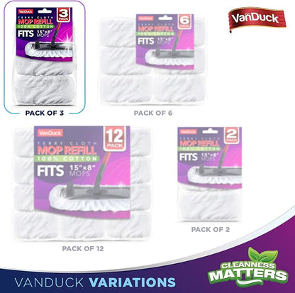 VanDuck 100% Cotton Terry Mop Pads 15x8 Inches 3-Pack, Terry Cloth Mop Covers - Image 7