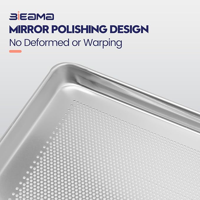 BIEAMA 6 Pack Half Size 18" x 13" Aluminum Baking Sheet Pan Perforated - Image 4