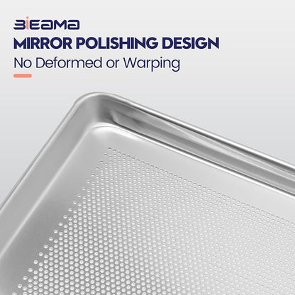 BIEAMA 6 Pack Half Size 18" x 13" Aluminum Baking Sheet Pan Perforated - Image 4