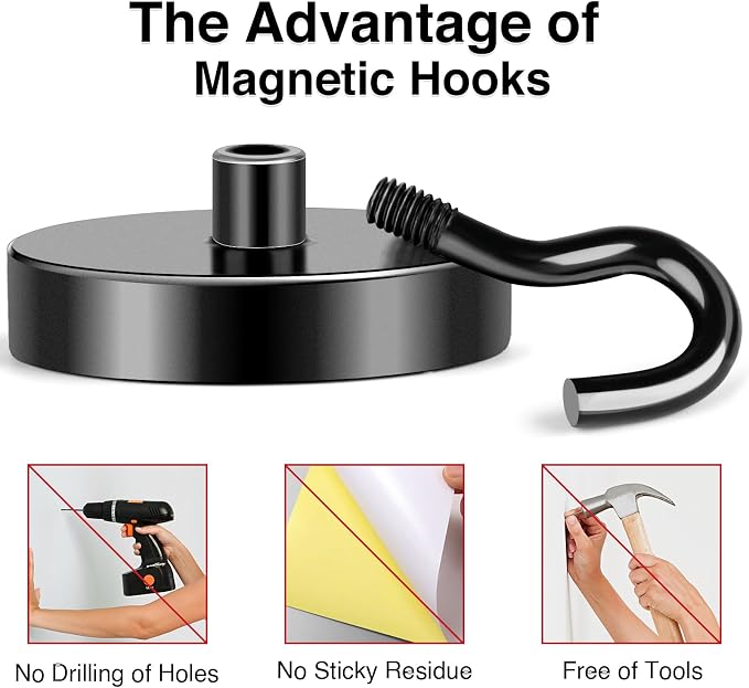 MIKEDE Magnetic Hooks, 150LB Super Strong Magnet Hooks Heavy Duty - Image 5