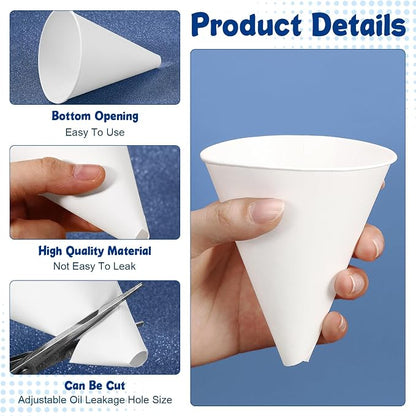 SiliFine 50 Pcs Paper Funnels for Motor Oil 6 oz Disposable Engine Oil Funnel - Image 3