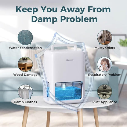 BREEZOME 60 OZ Dehumidifiers for Home, Dual-Semiconductor Quiet Dehumidifier - Image 7