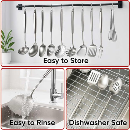 Newness 16 Pcs Cooking Utensils Set, 304 Stainless Steel Kitchen Utensils Set - Image 6
