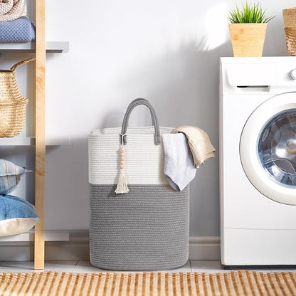Woven Laundry Basket for Clothes, 50L Large Rectangle Laundry Hampers - Image 2