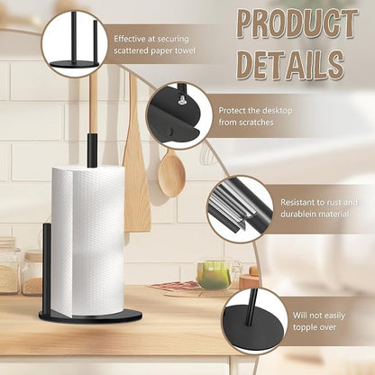 Paper Towel Holder Countertop, Premium Stainless Steel Black Paper Towel Holder - Image 3