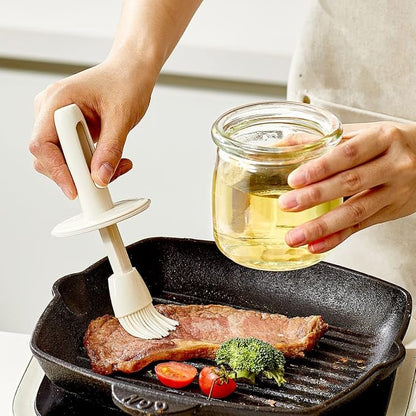 Retractable Oil Brush Dispenser, 2-in-1 Glass Olive Oil Bottle - Image 3