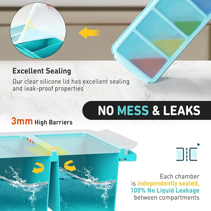 Silicone Freezer Tray With Lid Soup Freezer Container Molds with Steel - Image 3