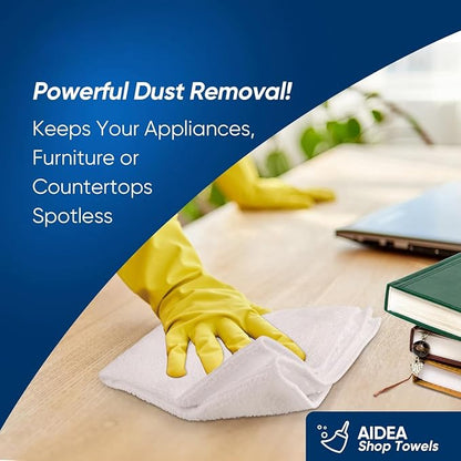 AIDEA Microfiber Cleaning Cloth White-100PK, Absorbent Cleaning Rags, - Image 3
