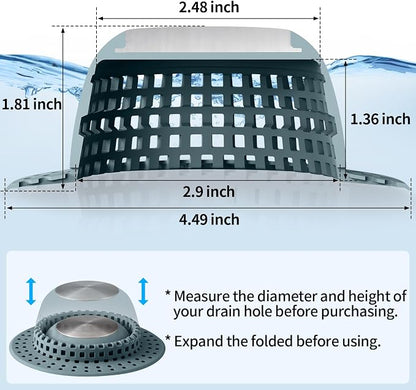 Shower Drain Hair Catcher, Bathtub Drain Cover Foldable Silicone Shower & Tub - Image 6