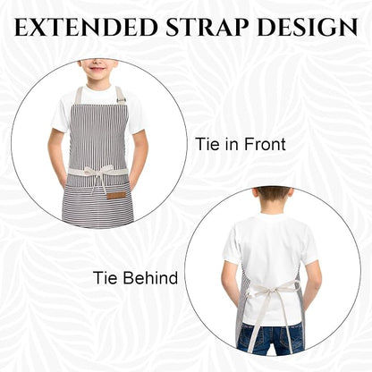 2 Pack Stripes Kids Apron, Kids Cooking Aprons - Image 5