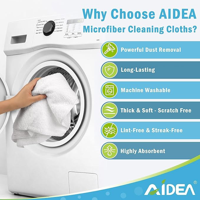 AIDEA Microfiber Cleaning Cloth White, Absorbent Lint Free Rags, Scratch Free - Image 3