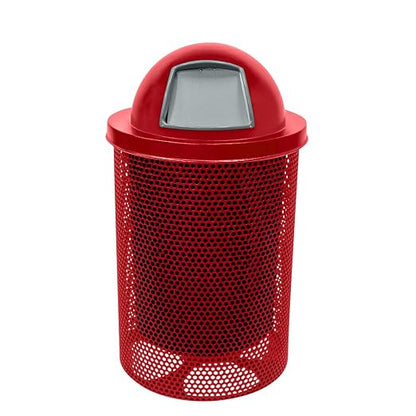 COATEDOUTDOORFURNITURE RDT-P-TXTRED Heavy Duty Round Trash Receptacle by CoatedOutdoorFurniture