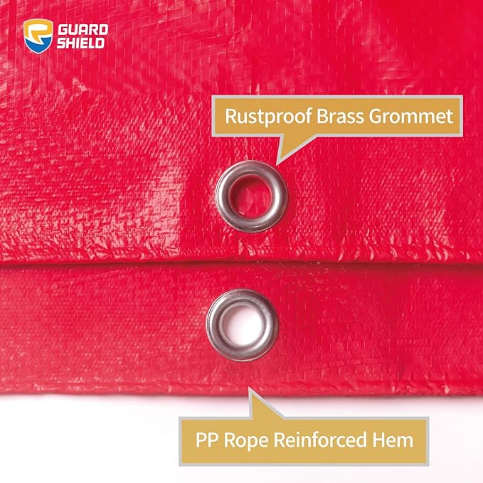 GUARD SHIELD Red Tarp 16x20 Feet Tarps High Visibility Outdoor Poly Cover Lightweight 6mil