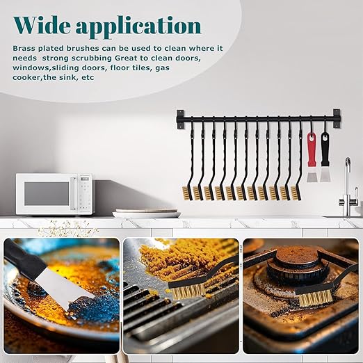 40 Pcs Mini Wire Brush Brass Brush Set, Curved Handle Masonry Brush Wire Brush for Cleaning Welding Slag and Rust