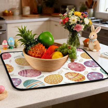 Breling Easter Dish Drying Mat for Kitchen 16 x 18 Inch Pastel Eggs Microfiber - Image 5