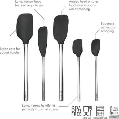 Tovolo Stainless Steel Handled Silicone Spatula Set of 5, Dishwasher Safe - Image 2