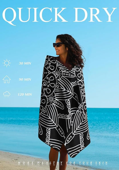 2 Pack Microfiber Lightweight Thin Beach Towel Sand Free Quick Dry Super Absorbent Large Towels for Swimming Pool Yoga Gym Travel Vacation Beach Accessories Essentials for Adults