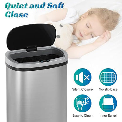 Dkeli 13 Gallon Automatic Motion Sensor Trash Can, Stainless Steel Touchless - Image 7