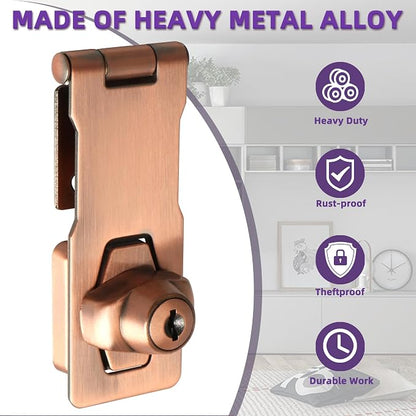 Alise Keyed Hasp Lock, 4 Inch Safety Packlock Clasp Hasp Lock Latch - Image 6