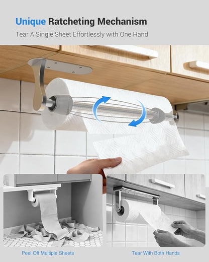 Paper Towel Holder Under Cabinet, One-Handed Tear, Wall Mount, Paper Roll Holder - Image 2