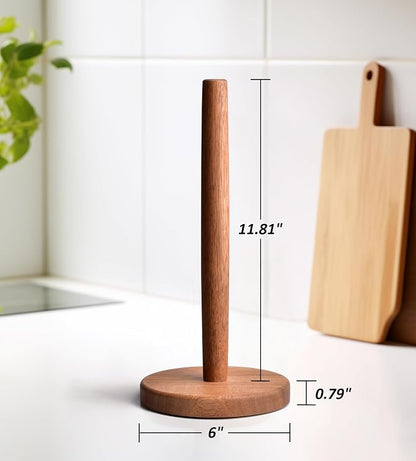 KitchLife Acacia Wooden Paper Towel Holder Countertop, Large Size - Image 2