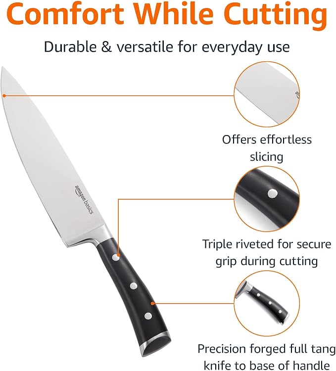 Amazon Basics Classic 8-inch Full Tang High Carbon Stainless Steel Chef's Knife - Image 2