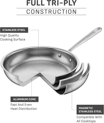 T-Fal Pro Tri-Ply Stainless Steel Fry Pan, 8 Inch, Induction Compatible - Image 2