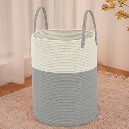 Large Woven Laundry Basket Hamper, 100L Cotton Rope Storage Bin by JMvicyroam