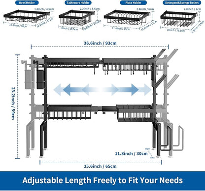 Over The Sink Dish Drying Rack, Expandable 2-Tier Stainless Steel Over The Sink - Image 3