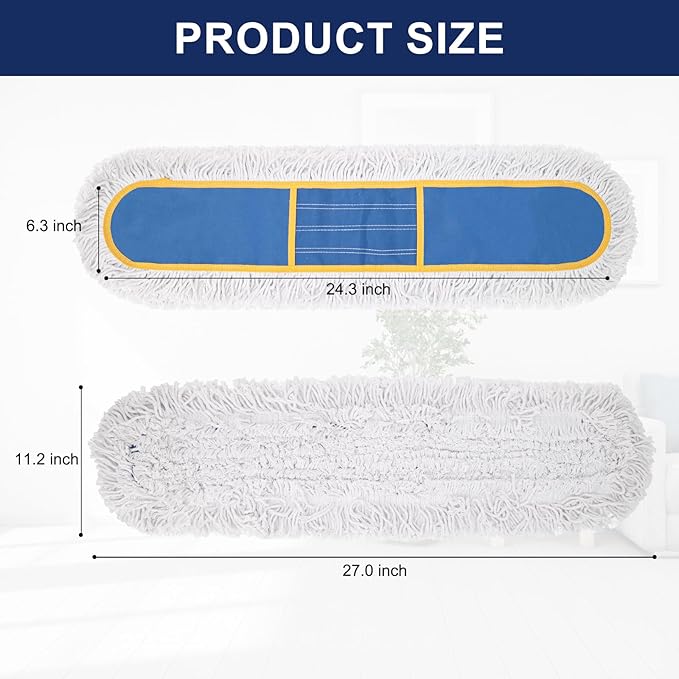 KeFanta 24" Commercial Dust Mop Replacement Heads,3 Pack Reusable Industrial Dust Mop Pads, Washable Cotton Dust Mop Refill for Floor Cleaning & Janitorial Supplies,Only Fits:B0D7MKSZ8N