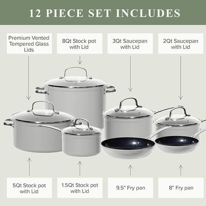 Nuwave Healthy Duralon Blue Ceramic Nonstick Cookware Set, Diamond Infused - Image 7