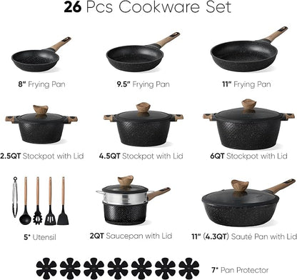 CAROTE 26PCS Pots and Pans Set Non Stick, Cookware Set Pots and Pans Induction - Image 2