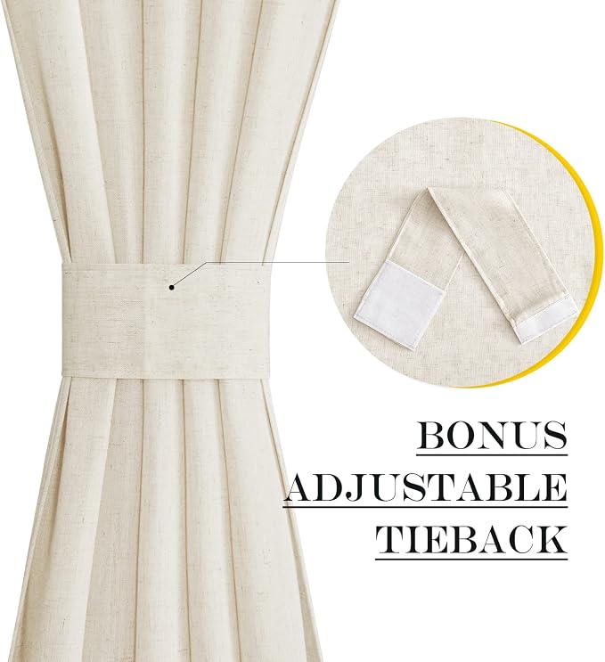 NICETOWN Thick Linen Textured Curtain Farmhouse French Door Shade Solid Room - Image 2